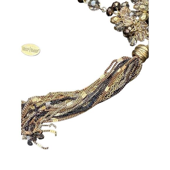 White House Black Market Crystal and Metal tassel Necklace - Picture 5 of 8